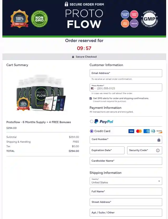 ProtoFlow Order Page